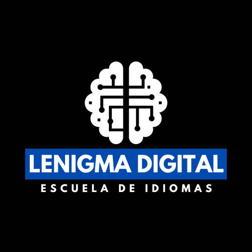Logo de Lenigma Digital en blanco y azul.